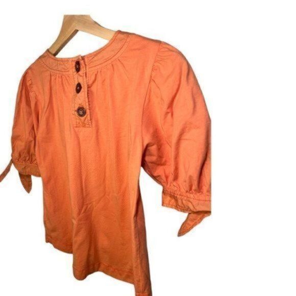 Anthropologie Short Sleeve Orange Puff Sleeve Blouse XS - Picture 7 of 12